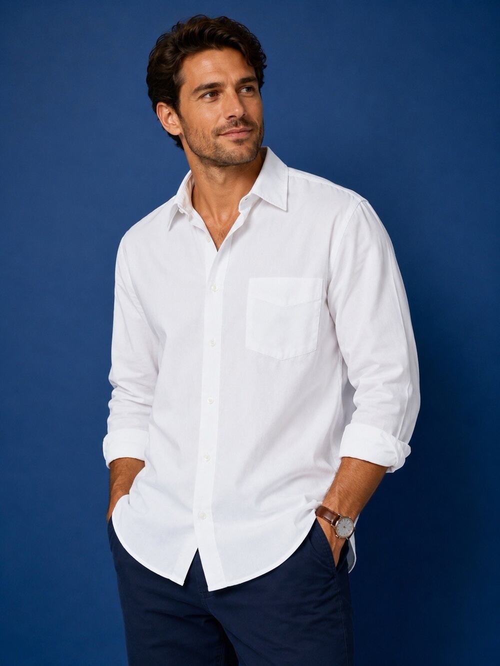 Botany 500 Men's Solid White Dress Shirt 16 34/35 Wrinkle Free